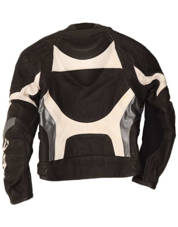 Giudici Chaqueta de carreras gráfica para hombre UK 36 Small Cuero color block negro