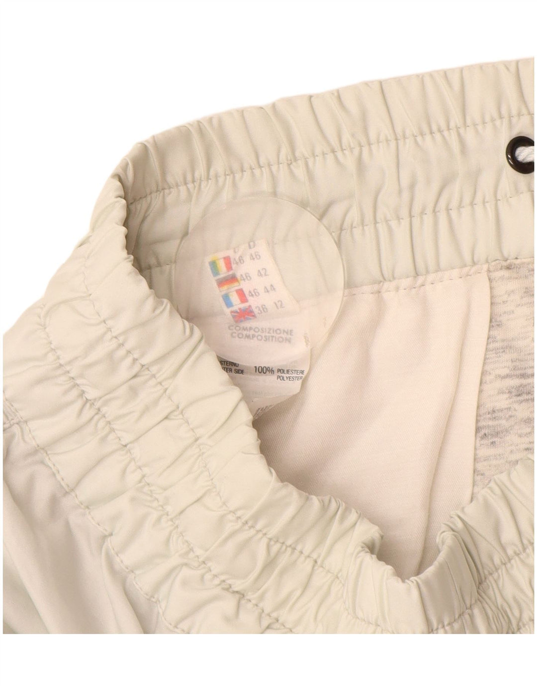 Vintage mujer cortavientos pantalones Reino Unido 12 medio poliéster blanco apagado