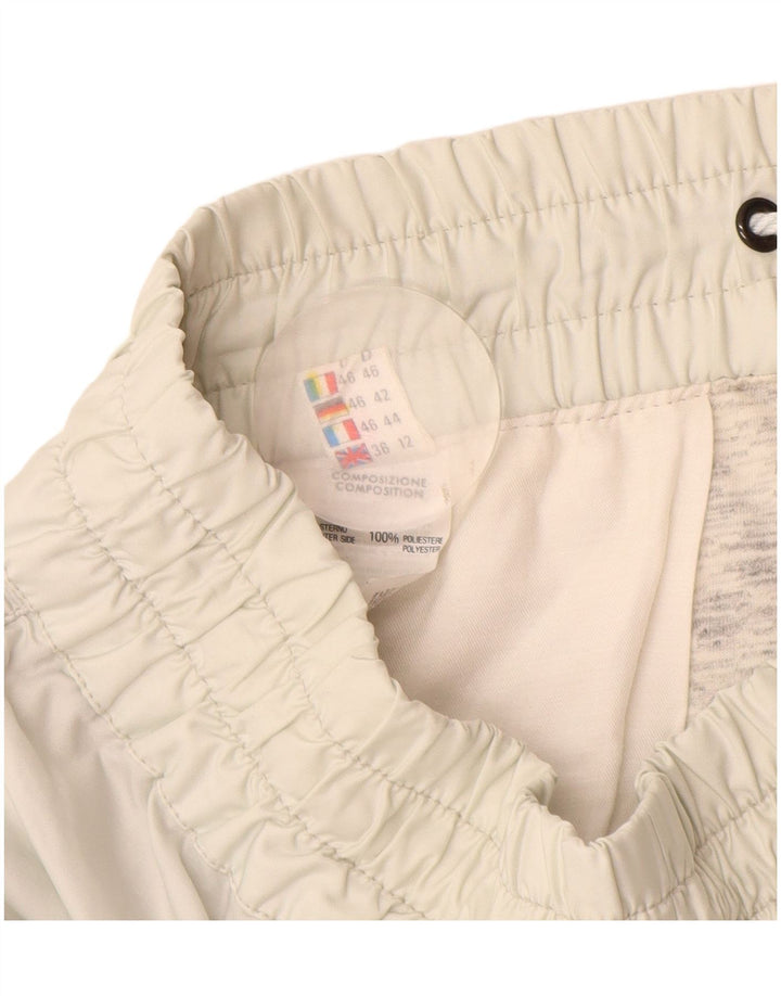 Vintage mujer cortavientos pantalones Reino Unido 12 medio poliéster blanco apagado
