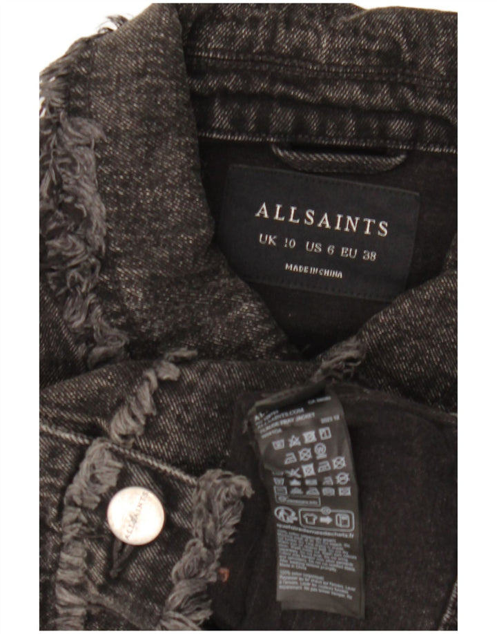 All Saints Chaqueta vaquera extragrande corta para mujer Reino Unido 10 Small Algodón negro
