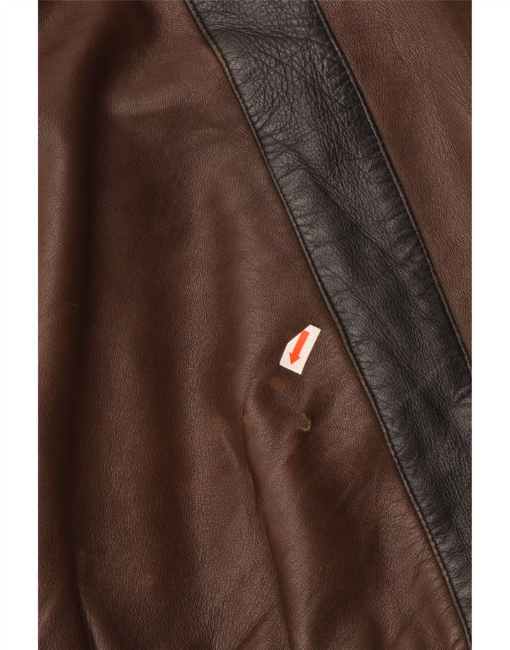 Chaqueta de cuero vintage para hombre IT 52 XL cuero marrón