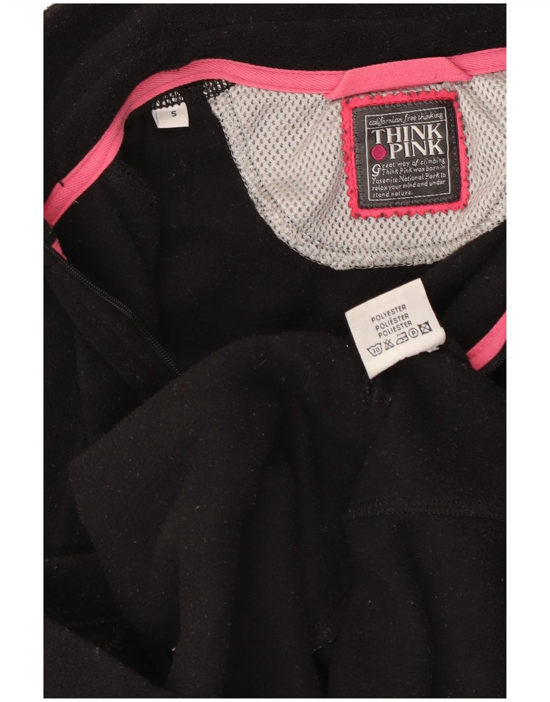 Think Pink Jersey de forro polar con cuello y cremallera para mujer UK 10 Small Poliéster negro