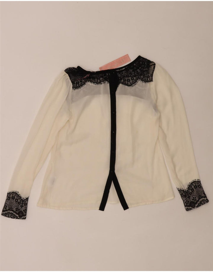 Blusa tipo camisa para mujer Lipsy UK 42 Mediano Blanco Floral Poliéster