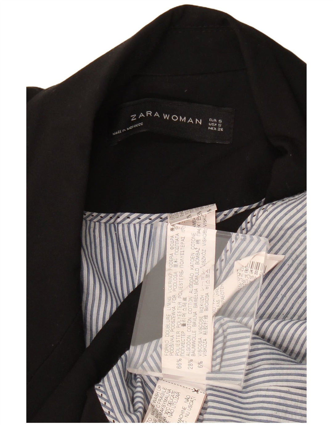 ZARA Chaqueta Blazer De 1 Botón Para Mujer UK 10 Small Poliéster Negro