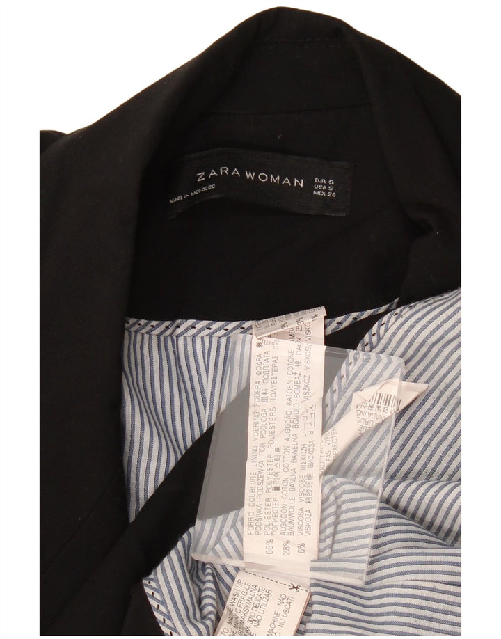 ZARA Chaqueta Blazer De 1 Botón Para Mujer UK 10 Small Poliéster Negro