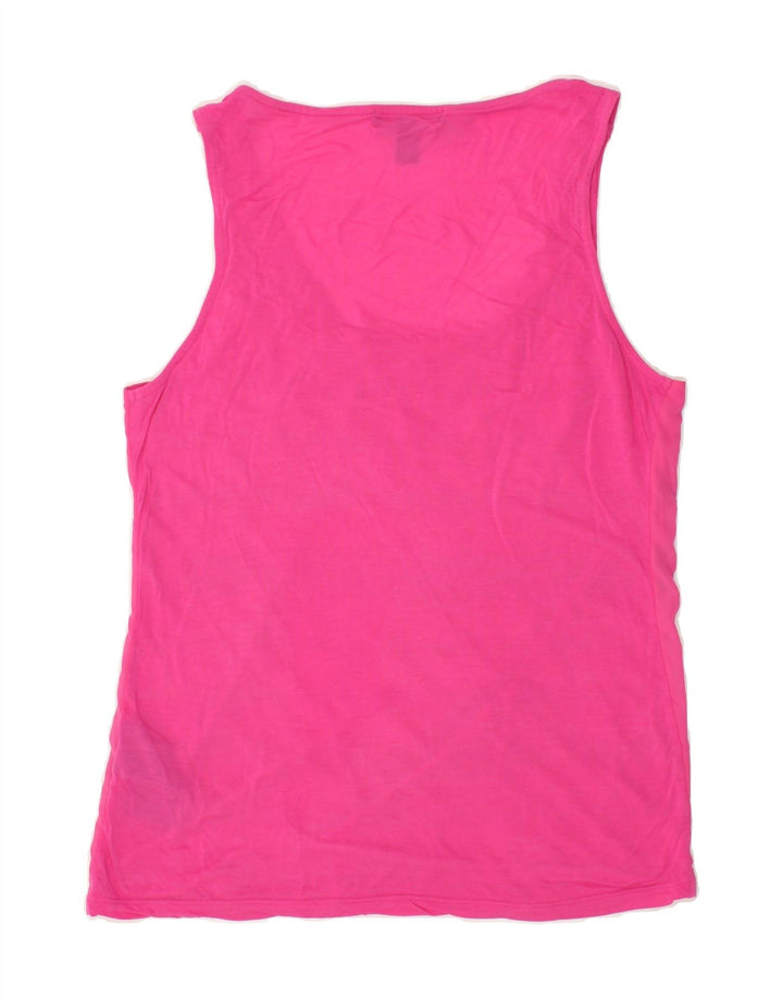 RALPH LAUREN Womens Vest Top UK 14 Medium Pink Striped Modal | Vintage Ralph Lauren | Thrift | Second-Hand Ralph Lauren | Used Clothing | Messina Hembry 