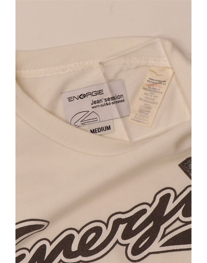 ENERGIE Sudadera gráfica para mujer Jumper UK 14 Medium White Cotton