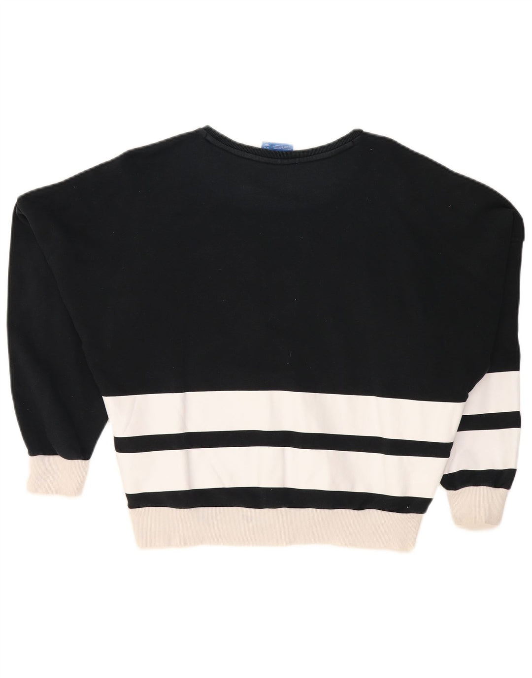 ADIDAS Sudadera de gran tamaño con gráfico para mujer UK 6 XS Negro Rayas