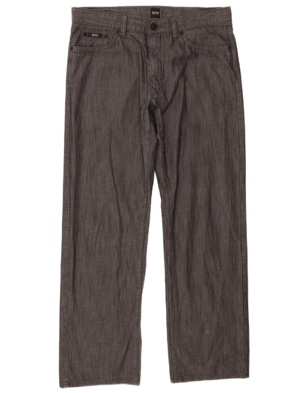 Pantalones Hugo Boss para hombre rectos informales W34 L30 gris a rayas