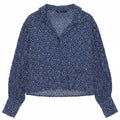 Zara Mujer Camisa UK 44 Azul Medio Estampado Animal