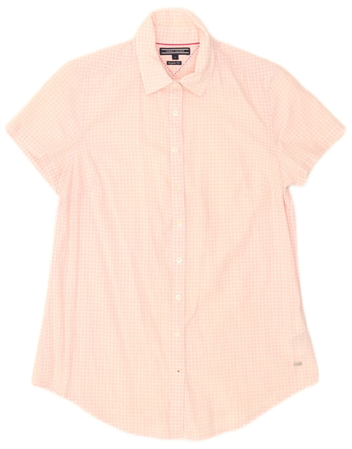 Tommy Hilfiger Camisa de manga corta para mujer US 4 Small Pink Gingham