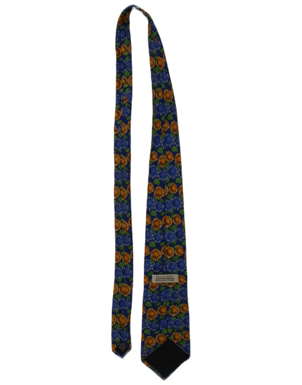 Corbata estampada Trussardi de hombre de seda floral azul talla única