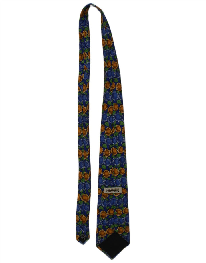 Corbata estampada Trussardi de hombre de seda floral azul talla única