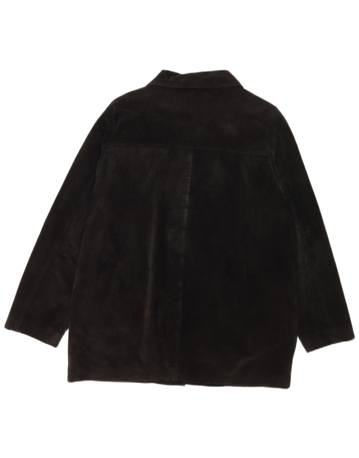 Vintage mujer ante chaqueta Reino Unido 18 XL cuero negro