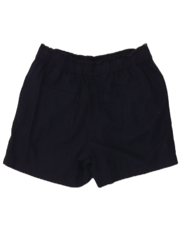 Marks & Spencer Pantalones cortos casuales para mujer UK 12 Medium W32 Azul marino Lino