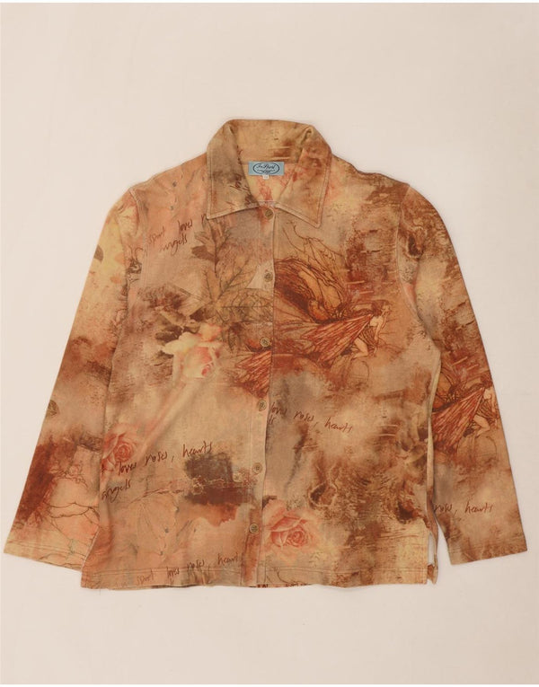 Camisa Vintage Mujer IT 54 3XL Algodón Floral Beige