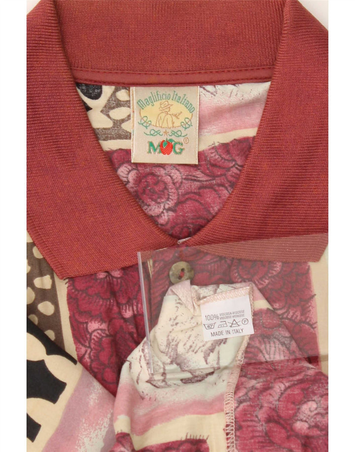Mango Hombres Camisa De Jersey De Manga Corta Con Patrón Abstracto Grande Borgoña