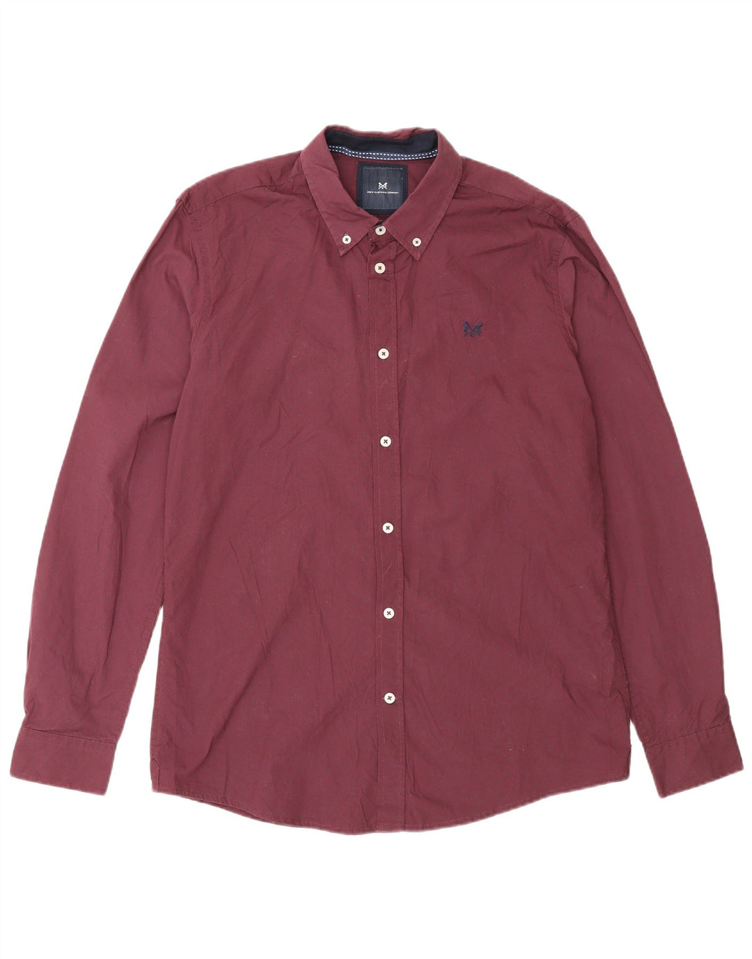 Crew Clothing Camisa ajustada para hombre, color burdeos mediano con manchas