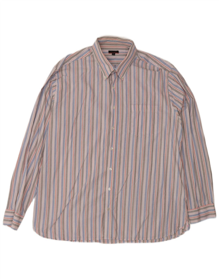 Camisa Pierre Cardin Hombre Grande Algodón Rayas Rosa