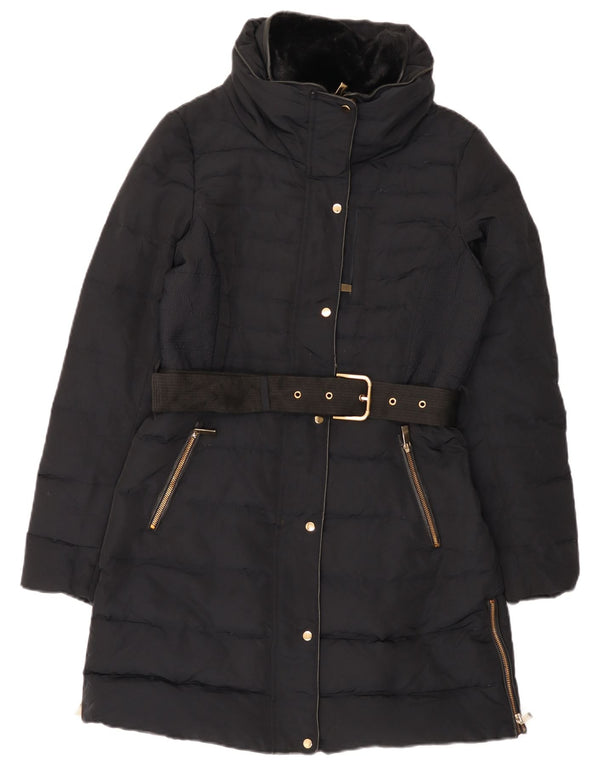 Zara Mujer Abrigo Acolchado UK 44 Mediano Negro