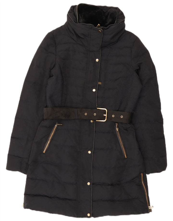 Zara Mujer Abrigo Acolchado UK 44 Mediano Negro