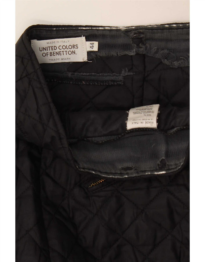 Benetton Minifalda Acolchada IT 44 Medium W30 Poliamida Negra