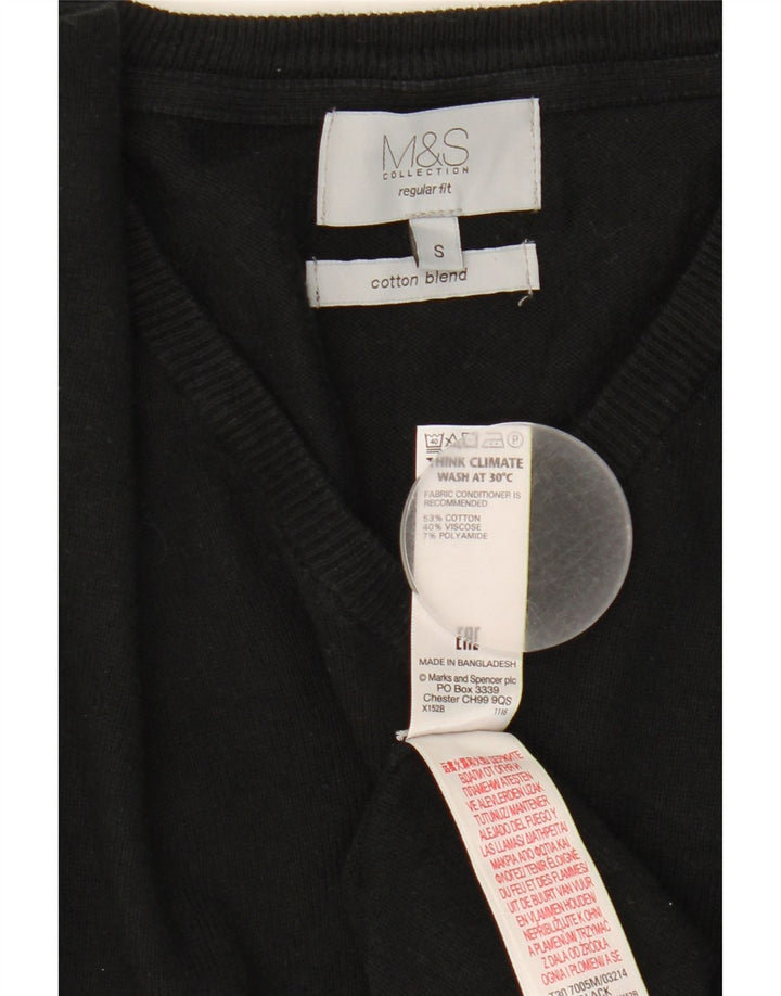 Marks & Spencer Suéter tipo jersey con cuello en V y ajuste regular para mujer UK 40 Small Negro
