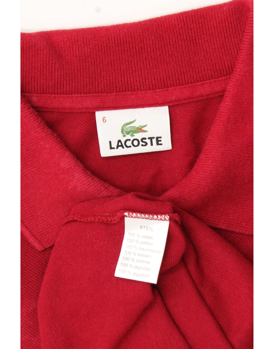LACOSTE Polo para hombre Talla 6 XL Algodón rojo