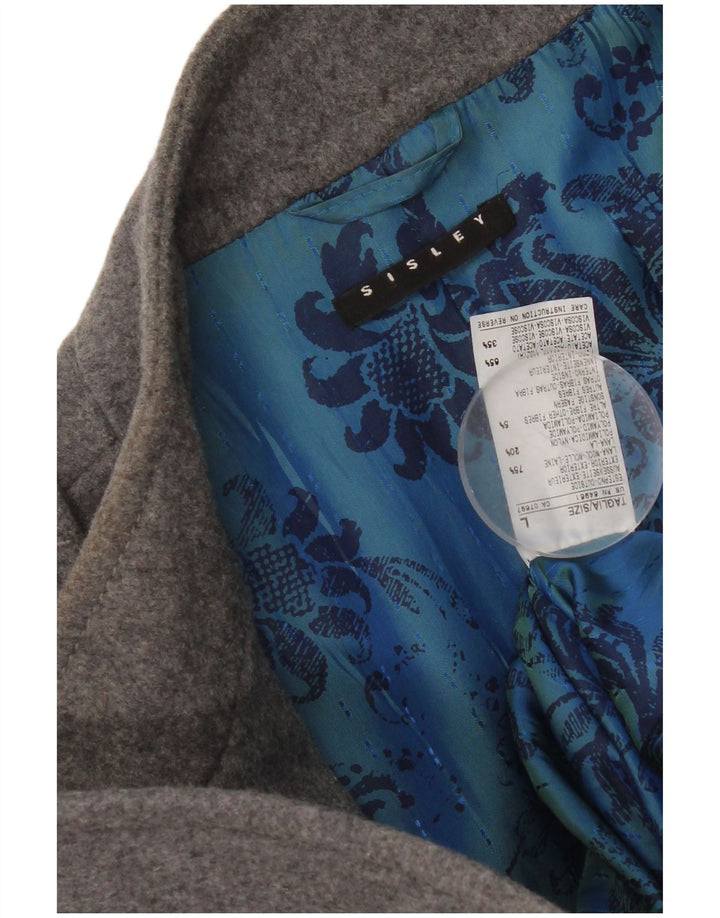 Sisley Abrigo militar de doble botonadura para mujer Reino Unido 46 Lana gris grande
