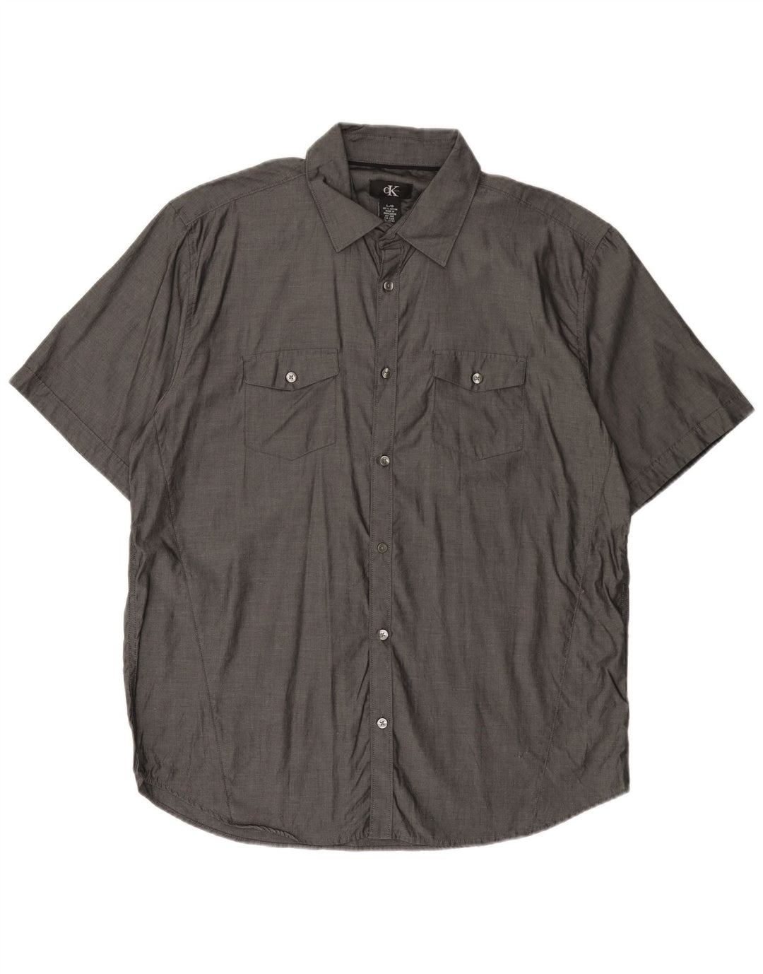 CALVIN KLEIN Camisa de manga corta para hombre Grande Gris Algodón