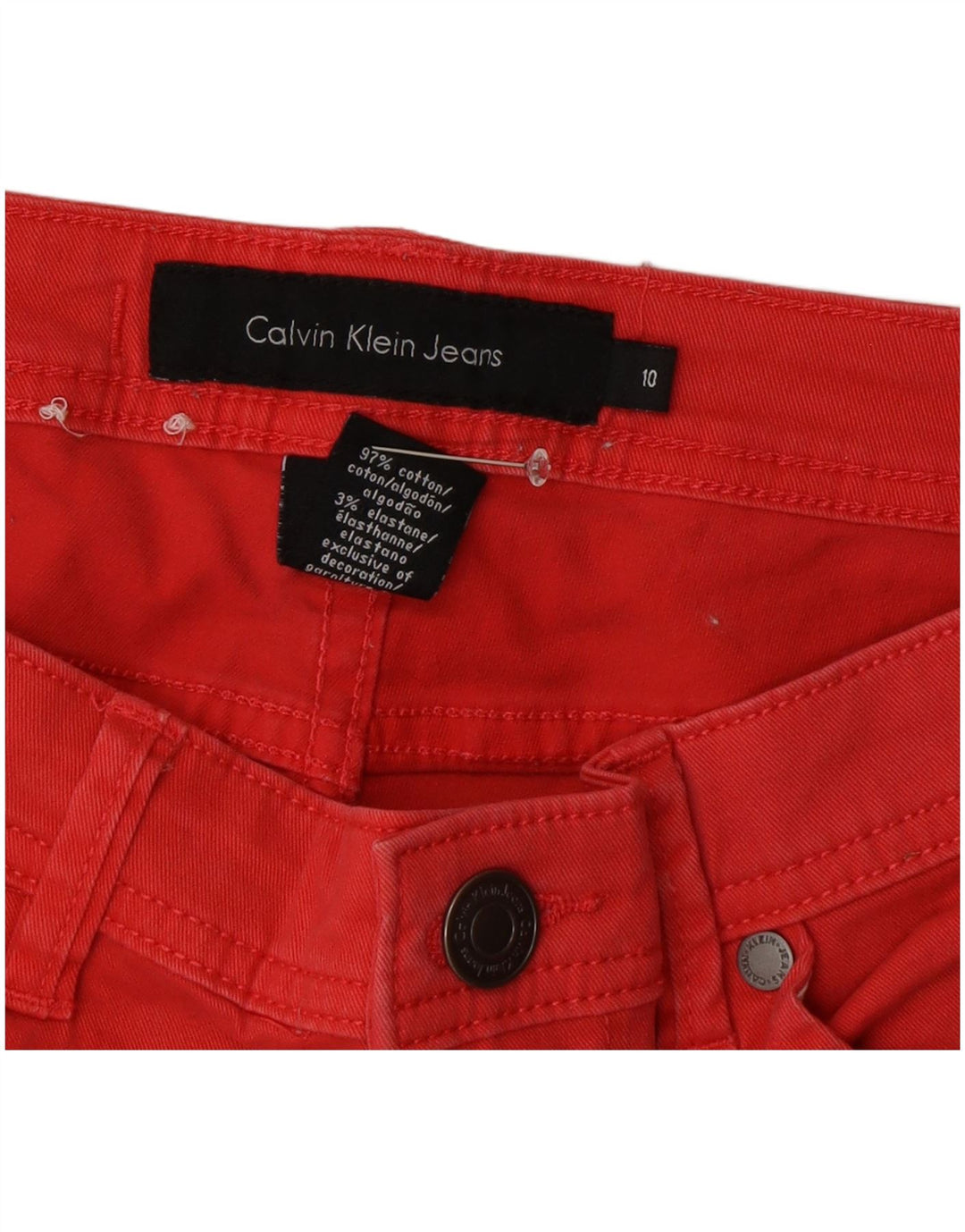 Calvin Klein Pantalones casuales rectos para mujer US 10 Medium W32 L26 Rojo