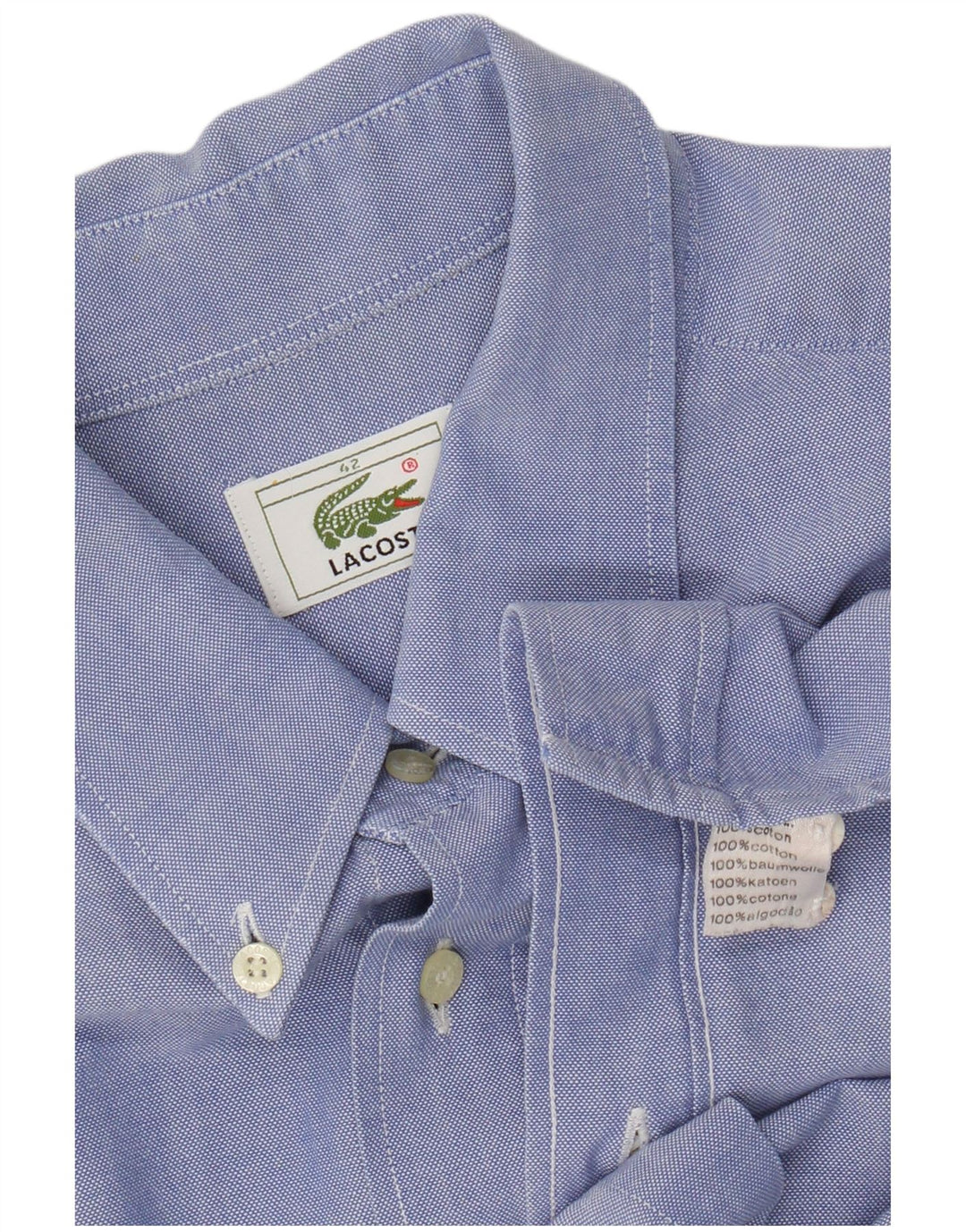 Camisa Lacoste Hombre Manga Corta Talla 42 Grande Algodón Azul