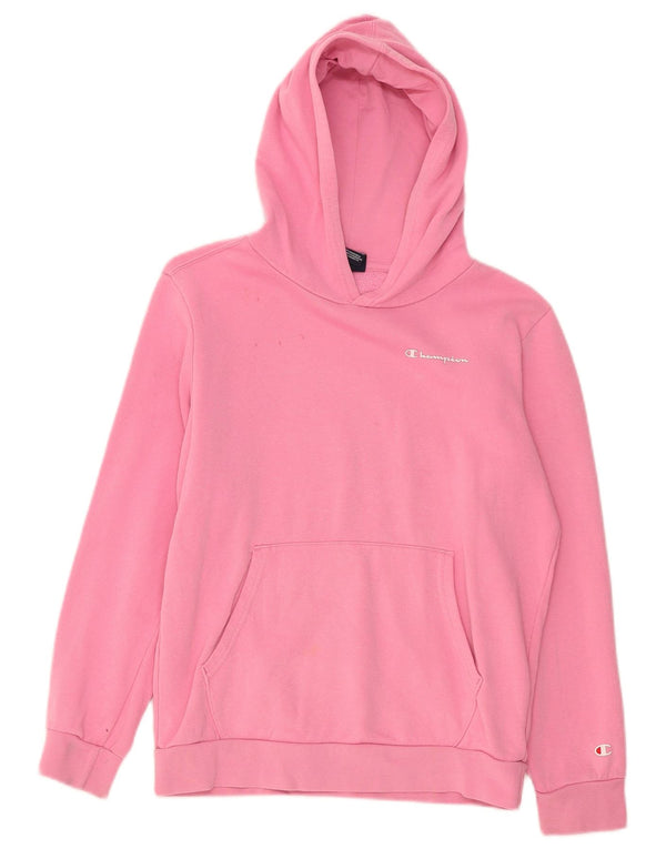 Champion Girls Hoodie Jumper 13-14 Years XL Pink Cotton