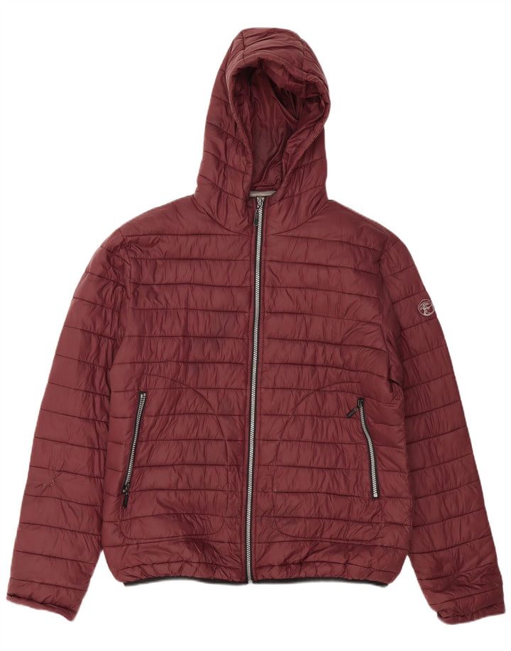 Chaqueta Acolchada Con Capucha Carrera Hombre XL Poliamida Burdeos