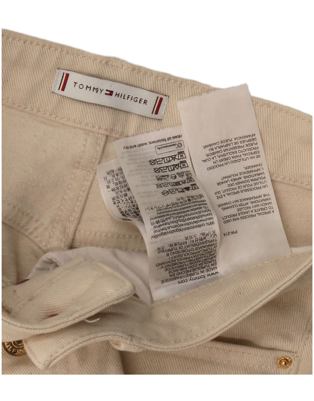 TOMMY HILFIGER Vaqueros acampanados para mujer W26 L30 Algodón beige