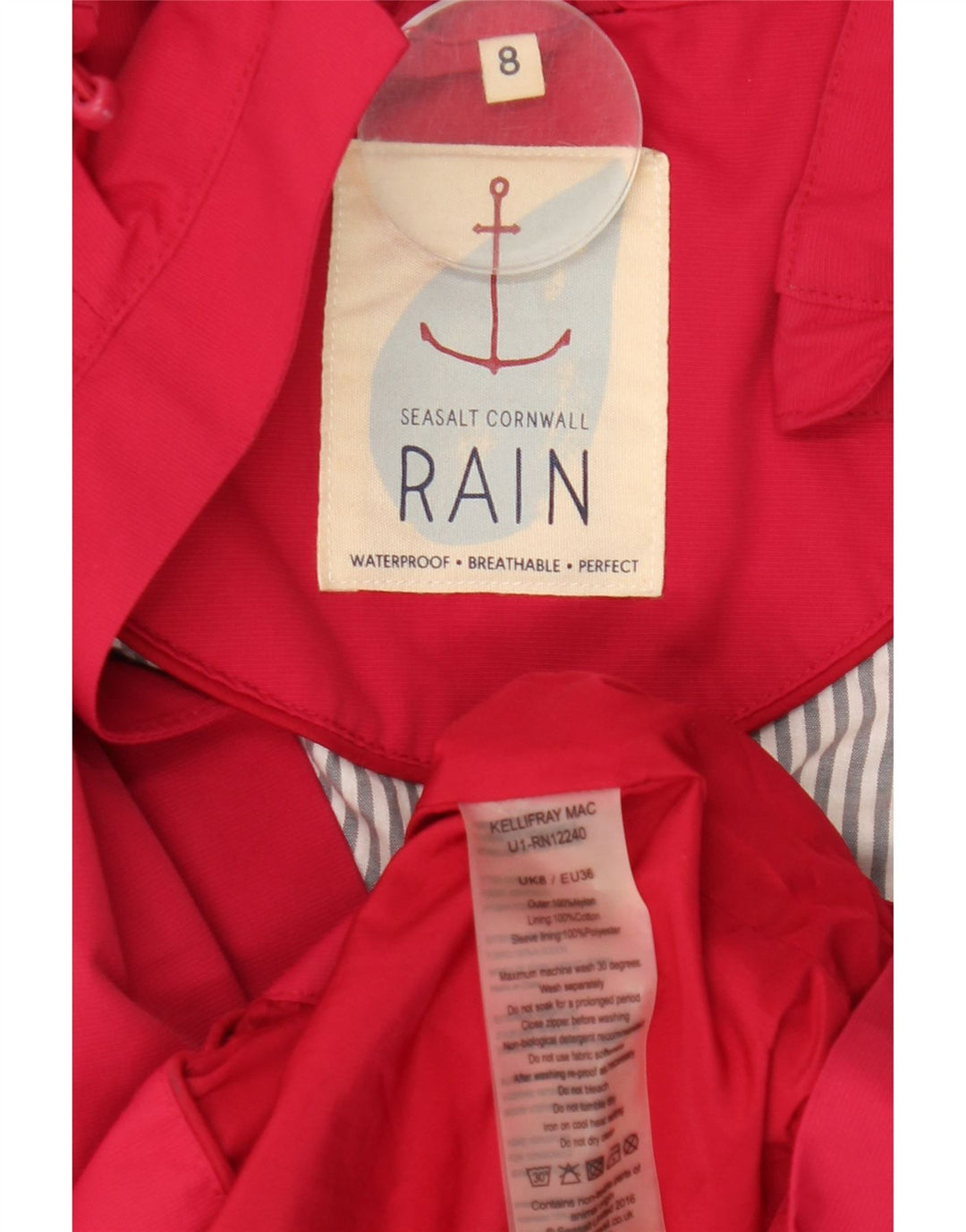 SEASALT CORNWALL Chubasquero con capucha para mujer UK 8 Small Pink Nylon