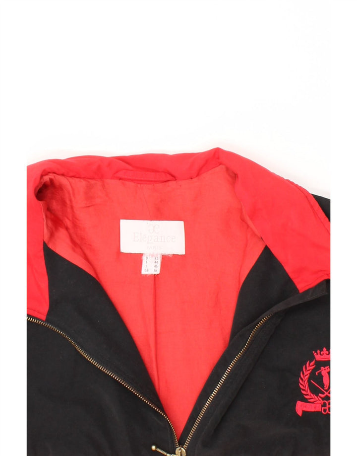 ELEGANCE Womens Windbreaker Jacket UK 16 Large Black Colourblock Polyester Vintage Elegance and Second-Hand Elegance from Messina Hembry 