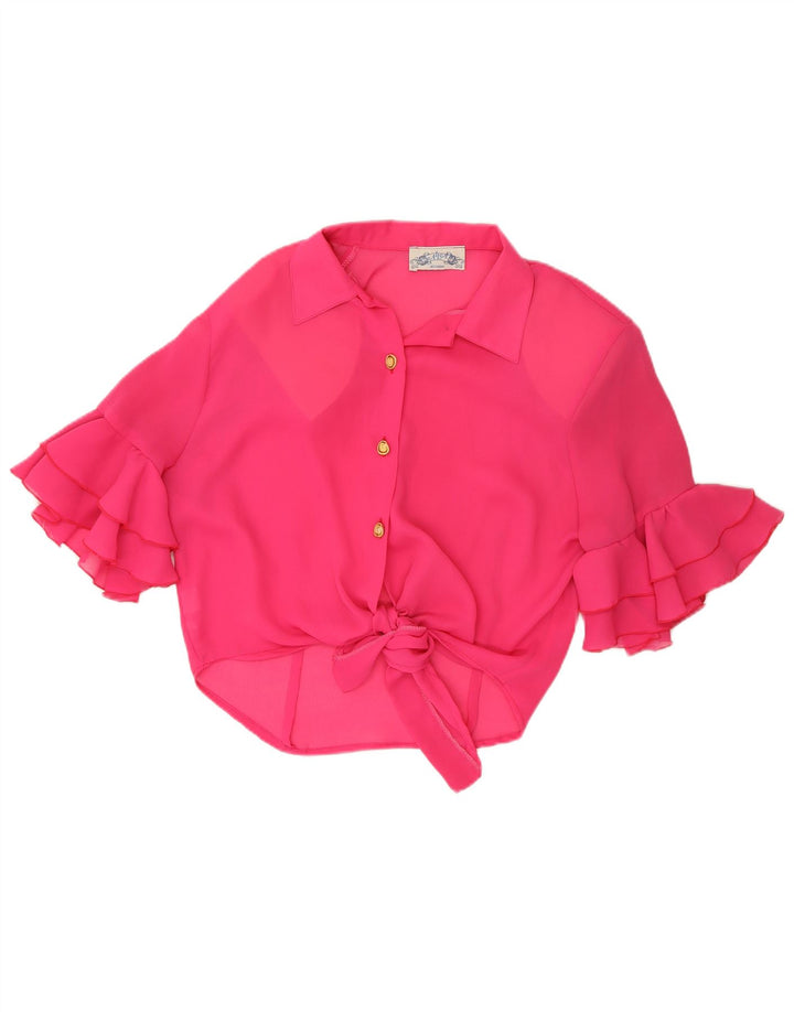 ACCORDO Blusa de manga corta para mujer UK 40 Poliéster rosa medio