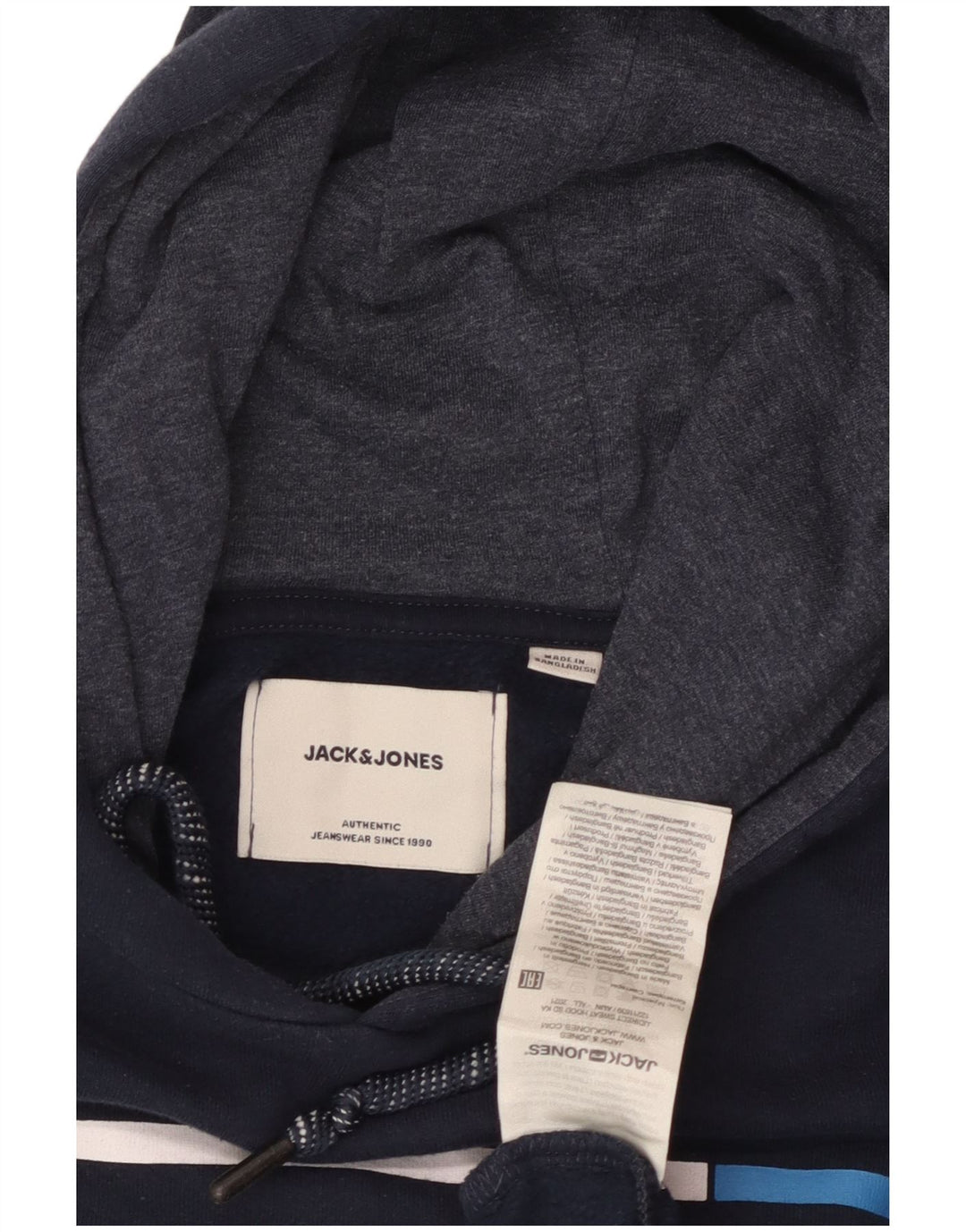 Jack & Jones Hombre Sudadera Con Capucha Gráfica Jersey Pequeño Azul Marino Algodón