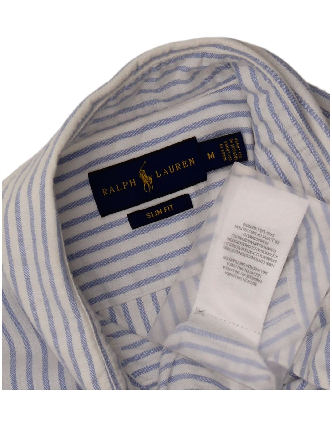 Camisa Ralph Lauren Hombre Slim Fit Algodón A Rayas Azul Medio