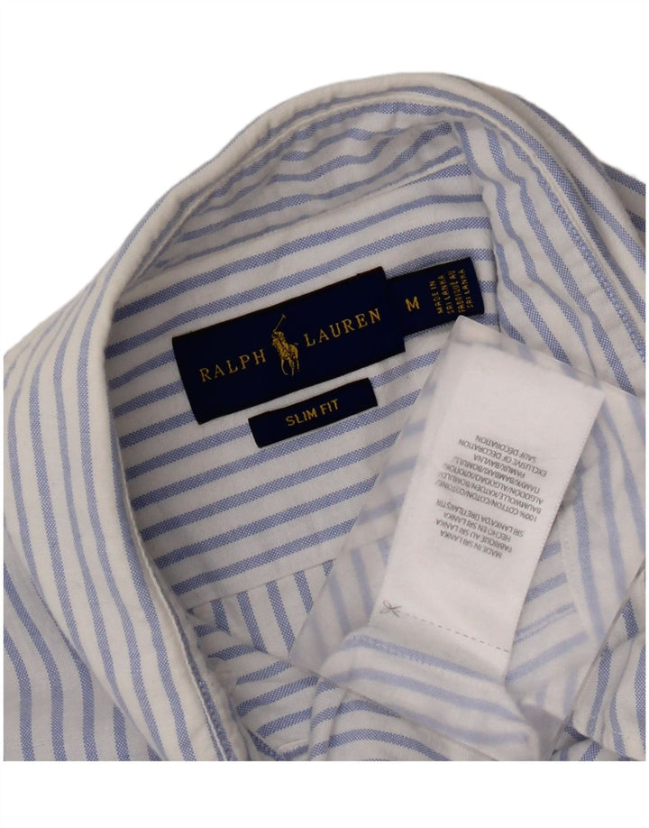Camisa Ralph Lauren Hombre Slim Fit Algodón A Rayas Azul Medio
