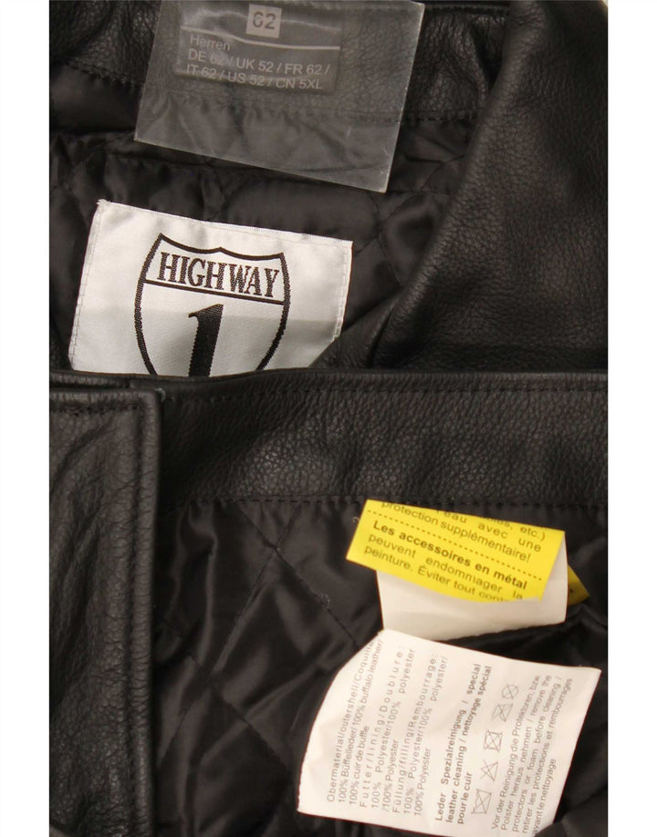 Highway 1 Chaqueta motera de cuero para hombre UK 52 4XL Cuero negro