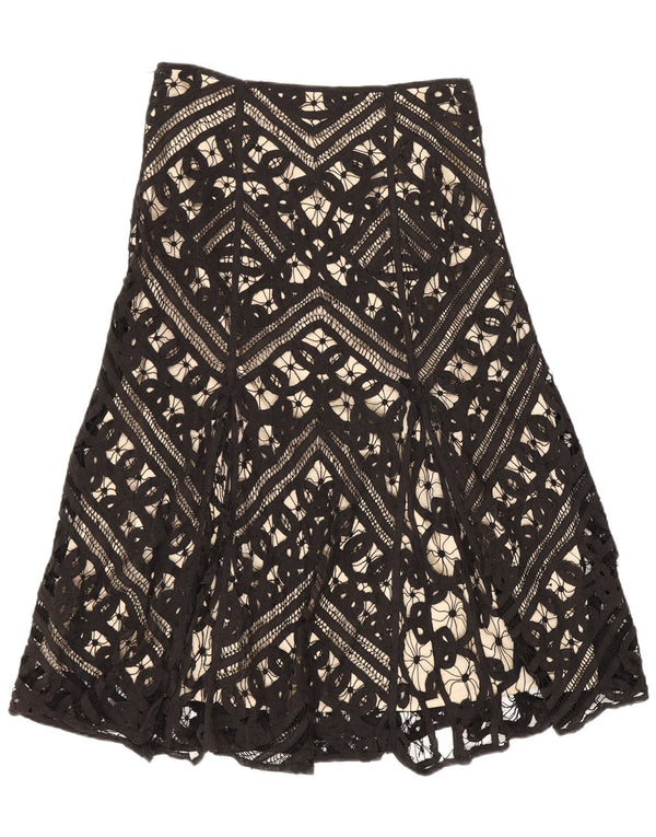 Coast Falda Acampanada para Mujer UK 10 Small W26 Algodón Geométrico Negro