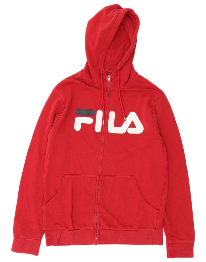 Fila Sudadera con capucha y cremallera gráfica para hombre Algodón rojo mediano