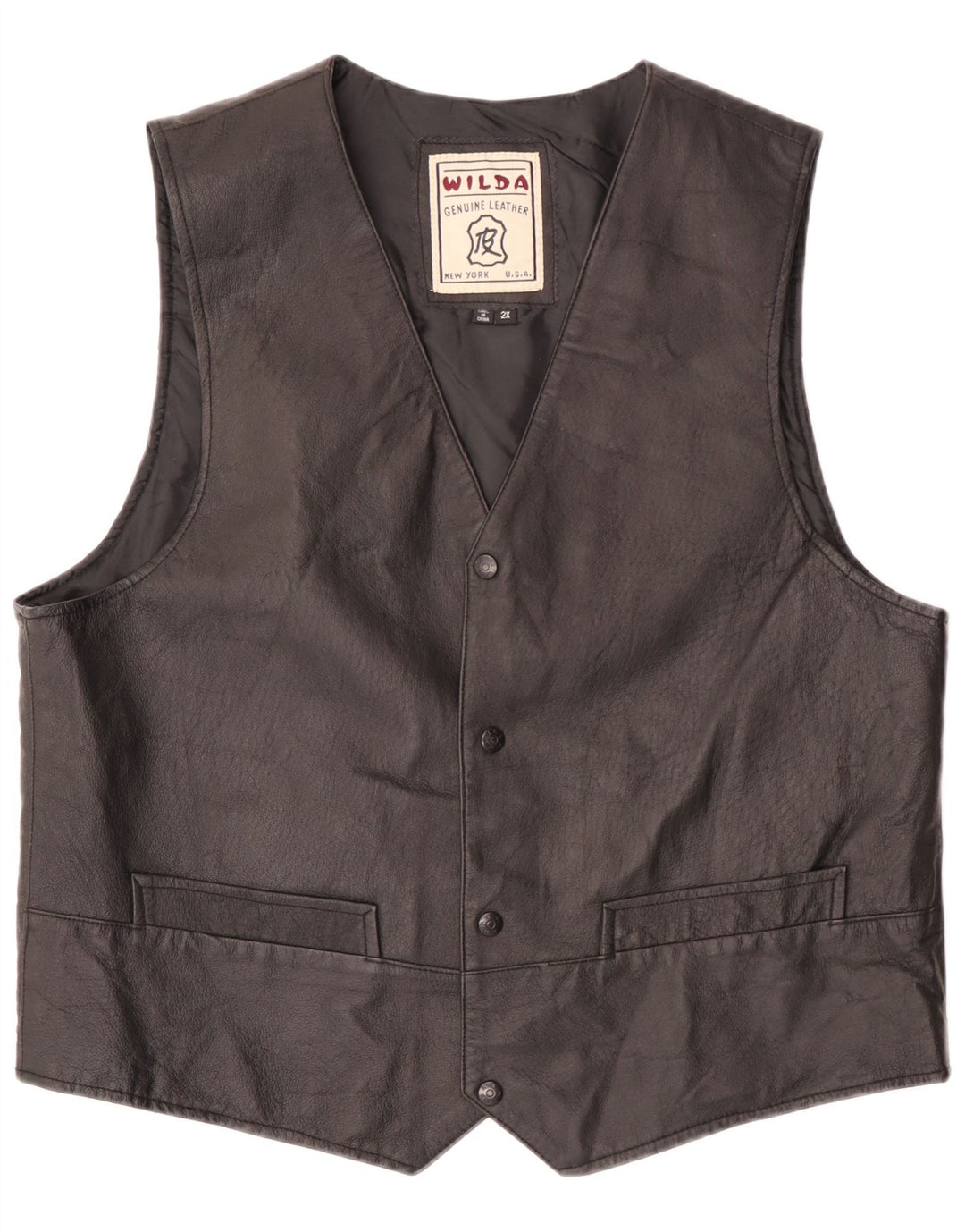 Chaleco de cuero para hombre Wilda 2XL Cuero negro