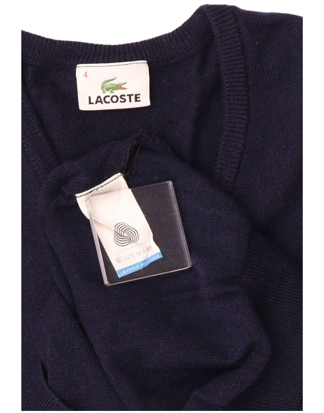 Lacoste Jersey con cuello en V para hombre Talla 4 Mediana Lana azul marino