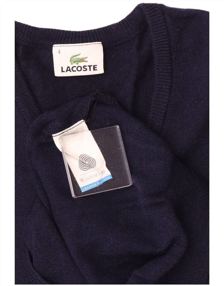 Lacoste Jersey con cuello en V para hombre Talla 4 Mediana Lana azul marino
