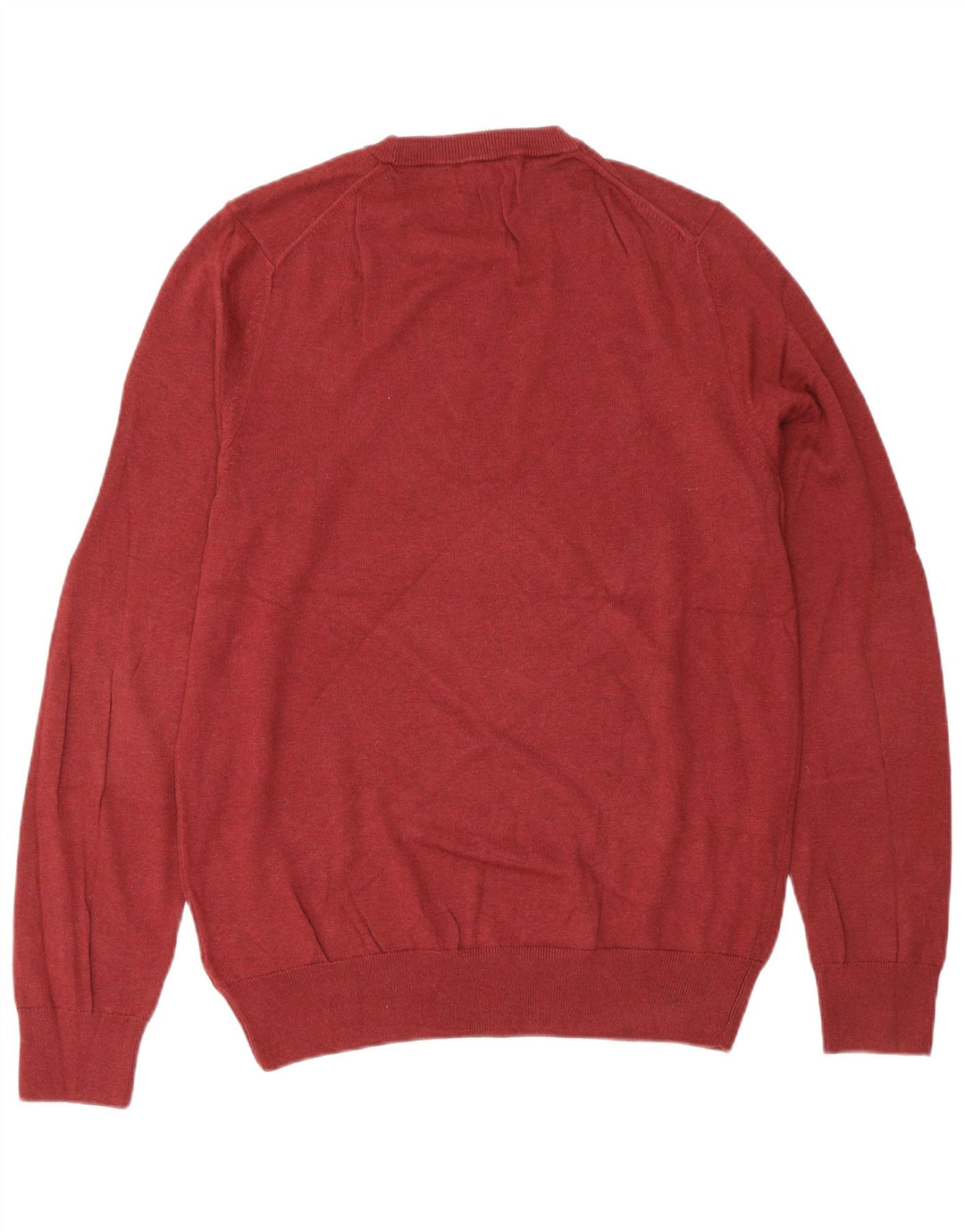 Marks & Spencer Jersey de Cuello Redondo para Hombre de algodón Granate Medio