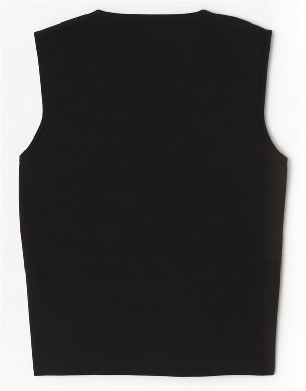 Zara Mujer Crop Vest Top UK 8 Small Poliéster Negro