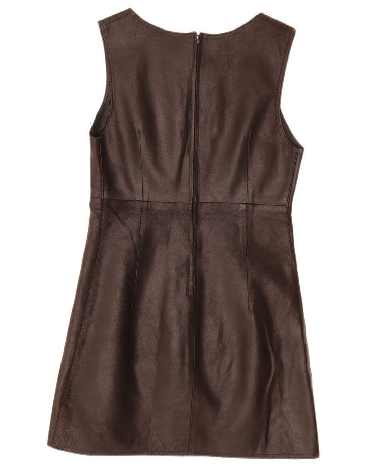 Vestido de tubo de cuero sin mangas vintage para mujer IT 42 Negro medio